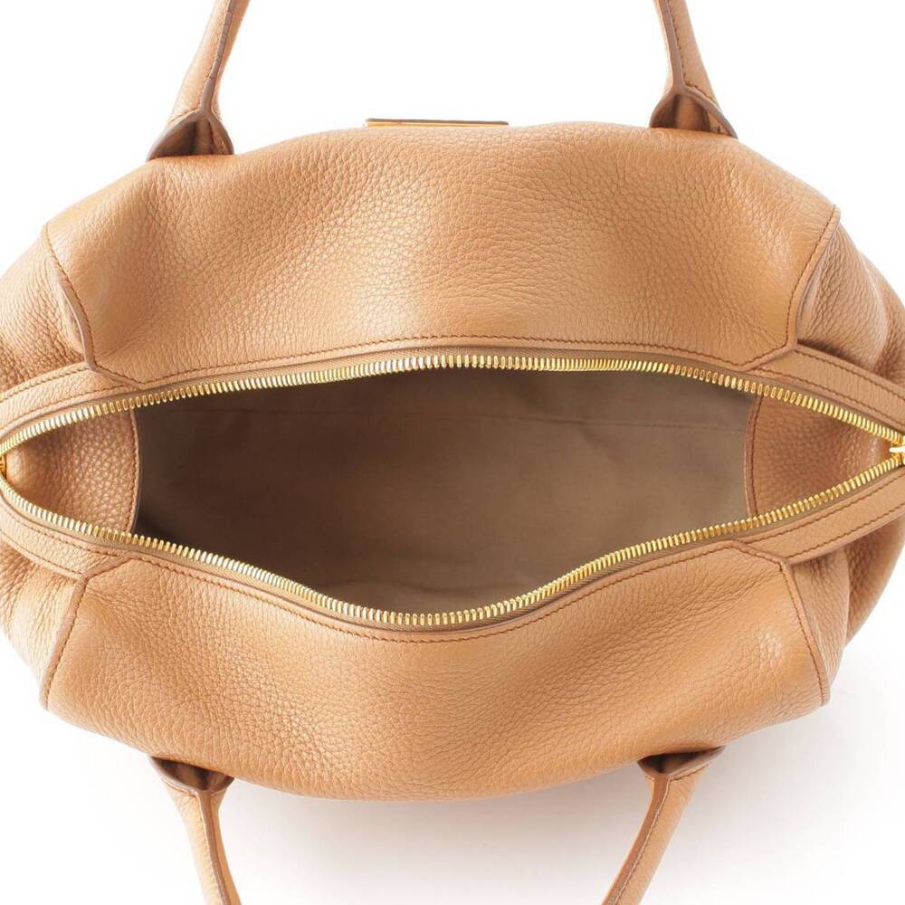 Prada Handbag Beige Triangle Leather Plate Shoulder Bag - Picture 6 of 10